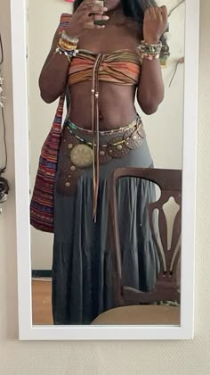 boho | boho woman | boho black woman | brown | aesthetic | selfie | mirror selfie | coffee | bohemian | long skirts | maxi skirts | summer fit | waistbeads Aesthetic Selfie Mirror, Earthy Girl, Boho Woman, Aesthetic Selfie, Boho Inspo, Maxi Skirts Summer, Fair Outfits