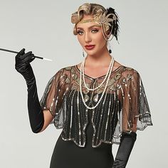 Look After Me:Washable,Hand wash; Gender:Women's; What's in the box:Shawl; Types:Party Costume,Shawls; Holiday:Christmas,Carnival,New Year,Valentine's Day; Style:Retro Vintage,Roaring 20s,1920s; Occasion:Event / Party; Material:Terylene,Sequin; Age Group:Adults'; Characters:The Great Gatsby,Charleston; Design:Sequins; Listing Date:03/28/2024 Sequin Shawl, Gatsby Party Outfit, Gatsby Outfit, Look Gatsby, Women 1920s, Gatsby Look, Gatsby Costume, Sequin Cape