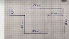 a drawing of a rectangle with measurements on it