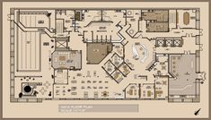 a floor plan for a restaurant with tables and chairs, seating areas and an indoor swimming pool