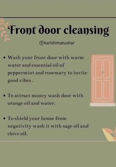 Witch Door Cleanse, Floor Sweep Spell, Eucalyptus Spiritual Uses, Apartment Protection Spell, Door Washing Spell, How To Cleanse Your Front Door, Cleansing Front Door, Spells For Home Buying, Home Cleansing And Protection