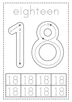 the number eighteen worksheet for children