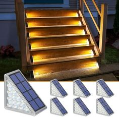 WHATOOK SOLAR STEP LIGHTS 13 LEDs Staircase Outdoor Lights WHATOOK brand outdoor warm color light triangular solar step light is the perfect addition to any outdoor space. The unique triangular shape adds a modern touch to any deck, patio, or staircase, while the warm color light creates a cozy ambiance for evening gatherings. Stair Lights Outdoor Solar Powered In order to maximize the lighting effect, please make sure that the solar deck light is full of sunlight electricity. It's important to Front Door Sidewalk, Stair Lights Outdoor, Deck Stair Lights, Porch Front Door, Solar Powered Outdoor Lights, Solar Step Lights, Staircase Outdoor, Solar Fence Lights, Deck Decor