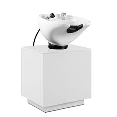 a white object with a black cord attached to it's head and an electric plugged into the bowl