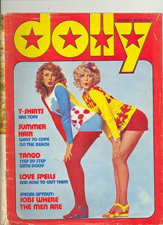 a magazine cover with two women on the front and one is wearing tights,