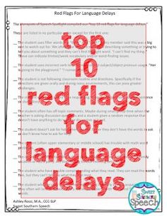 the top 10 red flags for language plays with text overlays and an image of a