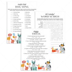 Printable Let's Pawty Dog Party Games by LittleSizzle Pawty Dog Party, Dog Party Theme, Puppy Party Games, Adopt A Puppy Party, Dog Party Games, Whiskey Birthday, Adopt A Puppy, Dog's Birthday, Dog Themed Parties