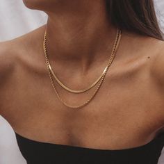 Alessa Rope Chain – Mickey's Girl Subtle Jewelry, Easy Necklace, Herringbone Necklace, Layered Necklace Set, Neck Jewellery, Waterproof Jewelry, Gold Necklace Layered, Layered Jewelry, Rope Necklace