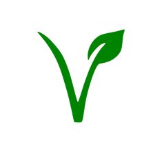 the letter v is made up of green leaves