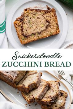 sliced zucchini bread on a white plate