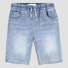 Your kid will take on warmer days in classic style with these Skinny-Fit Jean Shorts from Levi's®. Designed in a solid hue, these skinny-fit jean shorts are made from a soft cotton blend with a touch of spandex for all-day stretchy comfort. They feature a regular rise, classic fit and fly hook and zipper closure, and the at-knee length helps keep their legs cool and comfy wherever their day takes them. Casual Solid Denim Shorts, Levi's Casual Denim Blue Bottoms, Casual Levi's Denim Blue Bottoms, Levi's Straight Leg Casual Shorts, Fabric Tape, Pair Of Pants, Bottom Clothes, Body Measurements, Shoe Laces