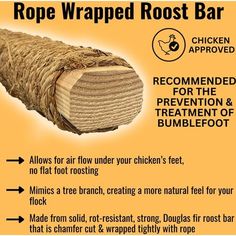 a poster with instructions on how to use the rope wrapped root bar for chicken feet