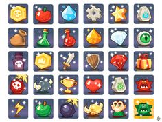 the game icons are all different shapes and sizes, but there is no image to describe