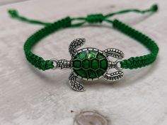 Handmade Adjustable Turtle Bracelet, Matching Friendship Bracelets, Strength Bracelet, Sliding Knot Closure, Turtle Gifts, Turtle Bracelet, Green Turtle, Sliding Knot, Gift For Friend