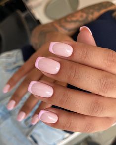 Pink French Tip Nails, Pink Tip Nails, Pink French Tip, Pink French Nails, French Manicure Nails, Pink French, Rose Nails