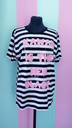 Kawaii is the new black T-Shirt by MademoiselleOpossum on Etsy Yami Kawaii Outfit, Pastel Goth Tumblr, Venus Angelic, Pop Kei, Kawaii Outfit Ideas, Black Striped Shirt, Pastel Goth Fashion, Sims 4 Cc Clothes, Pastel Fashion