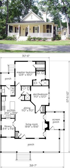 the floor plan for a small house with two levels and an open living area in front