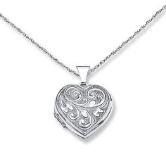 This lovely heart-shaped locket necklace for her is decorated with a scrollwork design. The sterling silver pendant sways from an 18-inch cable chain that fastens with a spring ring clasp. Sister Necklaces For 2, Sterling Silver Locket Necklace, Heart Shaped Locket, Pendant Locket, Heart Locket Necklace, Heart Shaped Jewelry, Jewelry Lockets, Gift Suggestions, Jewelry Pendants