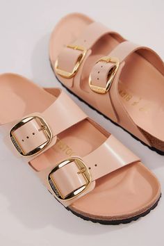 Arizona Big Buckle High Shine Birkenstock Sandals | Free People Birkenstock Madrid Big Buckle Outfit, Birkenstock Gold Buckle, Arizona Chunky Birkenstock, Arizona Birkenstock Big Buckle, Boho Clothing