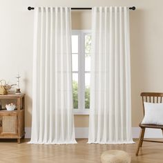 Joydeco Off White Linen Curtains for Living Room Patio Curtains - Joydeco Light Filtering Curtains, Semi Sheer Curtains, Bedroom Linen, White Linen Curtains, Long Living Room, Sheer Linen Curtains, Patio Curtains, Pinch Pleat Curtains, Elegant Curtains