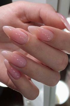 natural fall nails acrylic Neutral Nails Acrylic, Blush Nails, Almond Acrylic Nails, Blue Nail