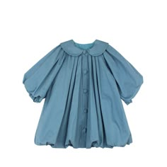 Toddler Girl Blue Puff Sleeves Collar Button Dress Baby Boutique Clothing, Designer Kids, Button Dress, Girls Clothes, Toddler Fashion, Mini Fashion, Body Measurements