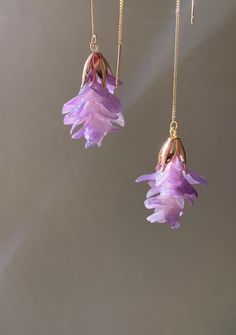 Cheap Dangle Flower Earrings For Mother's Day, Purple Flower Earrings, Elegant Purple Pressed Flower Earrings, Purple Pressed Flower Drop Earrings, Lavender Flower Drop Earrings Gift, Lavender Flower-shaped Jewelry With Birth Flower, Lavender Flower Jewelry With Birth Flower Detail, Lavender Dangle Flower Earrings As Gift, Lavender Dangle Flower Earrings For Gift