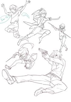 an image of some anime characters doing different poses