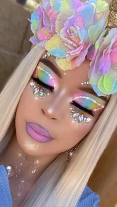 Galaxy Makeup, Make Carnaval, Pastel Makeup, Candy Makeup, Fantasy Dream, Flower Makeup, Easter Makeup, Carnival Makeup