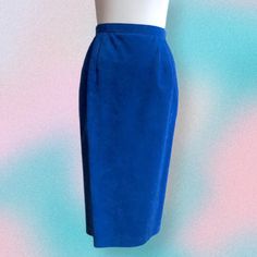 Royal blue faux suede skirt. Zipper at centre back, over the top zipper closure. No tags. Front pleats. POCKETS!! Blue Pencil Skirt, Faux Suede Skirt, Skirt Zipper, Womens Skirts, Suede Skirt, Skirt With Pockets, Skirts With Pockets, Faux Suede, Royal Blue