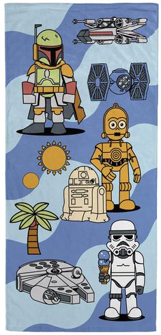 star wars beach towel with cartoon characters on it