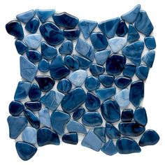 a blue and white mosaic tile design