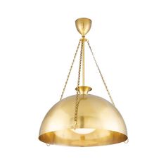 a large brass colored light fixture with chain hanging from it's center, on an isolated white background