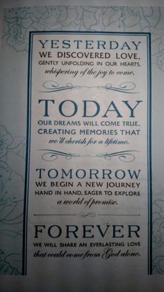 an old poster with the words today and tomorrow written in blue ink on white paper