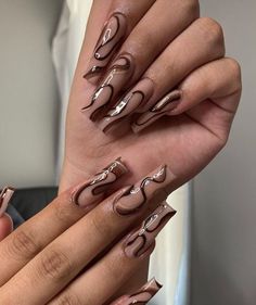 Brown Nail Designs, Brown Nail, Brown Nails Design, Dope Nail Designs, Brown Nails, Dream Nails, Fire Nails, Dope Nails