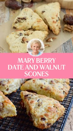 Mary Berry Date And Walnut Scones Walnut Scones Recipe, Mary Berry Scones, Berry Scones Recipe, Mary Berry Baking, Walnut Scones, Eccles Cake, Savoury Scones, Date And Walnut