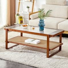 a living room scene with focus on the coffee table