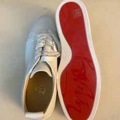 Men’s Leather Christian Louboutin Red Sole Sneaker. New, Never Worn, Dust Bags Included. Red Bottoms For Men, Shoes Louboutin, White Sneakers Men, Red Louboutin, Sole Sneakers, Red Sole, Red Bottoms, Shoes White, Louboutin Shoes