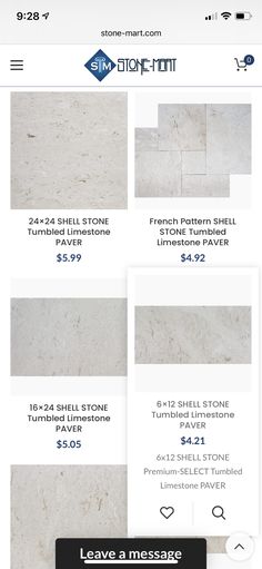 some white marble tiles are on sale for $ 4 99 per square foot, and the price