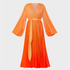 New With Tags. Orange V-neck Cover-up For Spring, Long Summer Evening Kaftan, Yellow Evening Kaftan, Spring Evening Beachwear Cover-up, Orange Kaftan For Spring Beach Cover-up, Yellow Beachwear Kaftan For Beach Cover-up, Summer Evening Kaftan With Kimono Sleeves, Long Sleeve Beachwear Kaftan For Party, Evening Kaftan With Kimono Sleeves For Summer