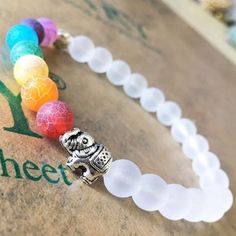 Energy Colorful Stone Beaded Bracelet. Buddha Elephant, Eye Green, Balance Bracelet, Chakra Beads, Elephant Bracelet, Energy Bracelets, Stone Bangle, Les Chakras, 7 Chakra