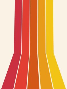 an orange, yellow, and red poster with vertical lines in the middle that are overlapping