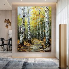 a painting on the wall of a living room