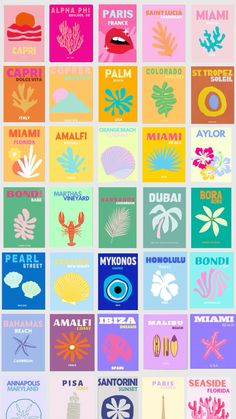 many different types of posters are shown in the same color scheme, each with their own name