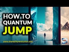 a man standing in front of an open window with the words how to quantum jump