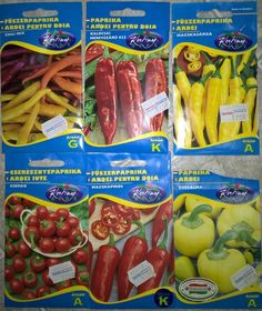 four packages of fresh vegetables are shown in this image, with the labels on them