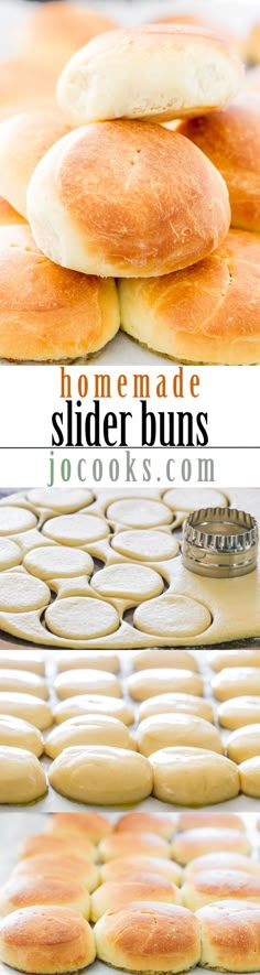 homemade slider buns are stacked on top of each other and ready to be baked