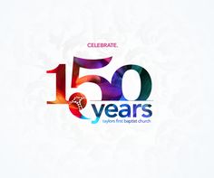 the logo for celebrating 150 years is shown in multicolored letters on a white background