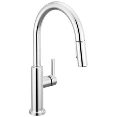 a kitchen faucet with chrome finish