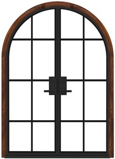 an open window with wooden frame and glass panels on the outside, isolated against a white background